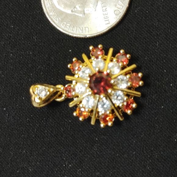 New simulated ruby cz gold filled pendant - Picture 5 of 9